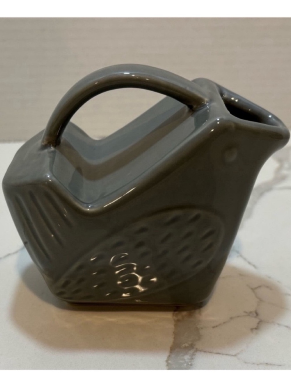 Ceramic Bird Cream Pitcher Grey Coffee Accessory Farmhouse Cottagecore Decor - Picture 8 of 8